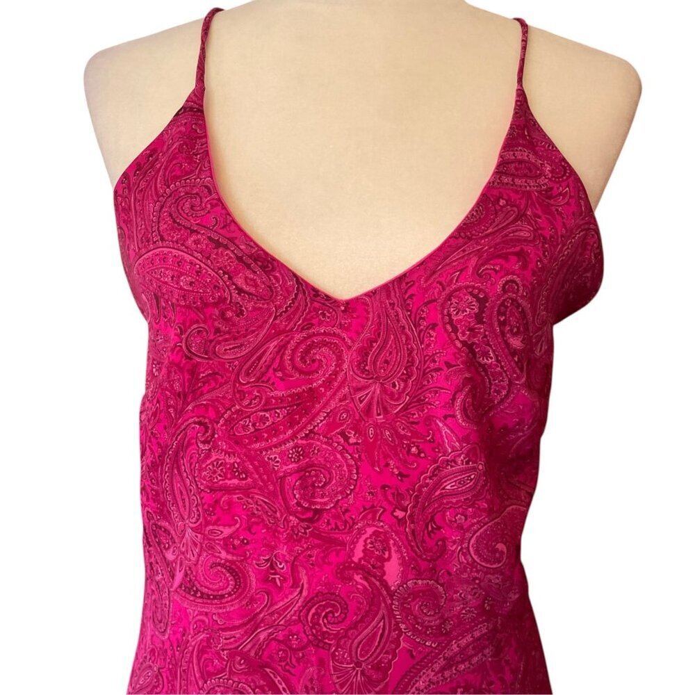 90s Vintage Pink Paisley Spaghetti Strap Dress Sz 8 Whimsigoth Fairy Wierdo Y2K - Picture 9 of 16